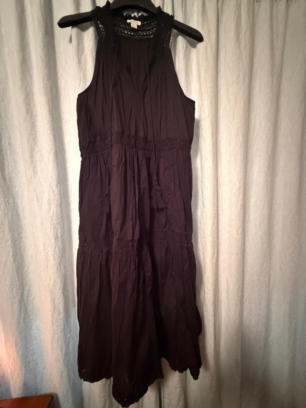 Sundance Black Crochet-Yoke Maxi Dress